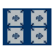 Classic Antiquarian Delft Blue Tile - Floral Motif Post Cards