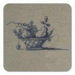 Classic Antiquarian Delft Blue Tile - Fruit Basket Stickers