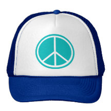 Classic Aqua Blue Peace Sign Trucker Hat