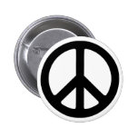 Classic Black Groovy Peace Symbol Button