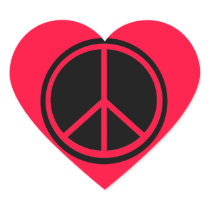 Classic Black Peace Sign Heart Sticker