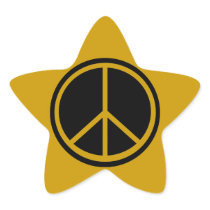 Classic Black Peace Sign Star Sticker