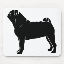 Classic Black Pug Design Mousemat