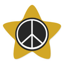 Classic Black White Retro Peace Sign Star Stickers