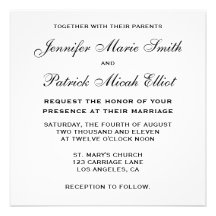 Classic Black/White/Silver Photo Wedding Invite
