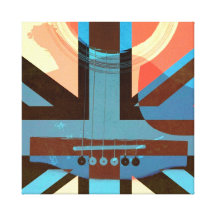Classic British rock acoustic guitar print Stretched Canvas Print
