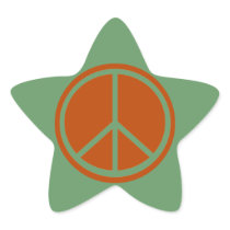 Classic Burnt Orange Peace Sign Star Stickers