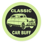 Classic Car Buff Round Stickers