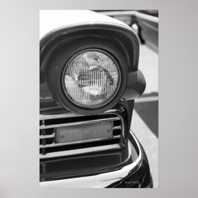 classic car headlight grill black and white print by dbvisualarts
