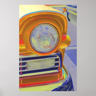 classic car headlight grill saturated colour posters by dbvisualarts