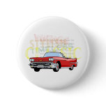 Classic car, old vintage convertible in red buttons