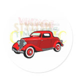 Classic car, old vintage coupe in red stickers