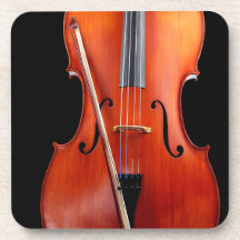 Classic cello on black beverage coaster