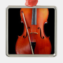 Classic cello on black christmas tree ornaments