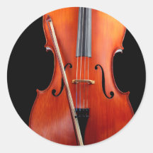 Classic cello on black round sticker