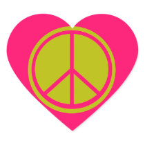 Classic Chartreuse Green Peace Sign Heart Sticker