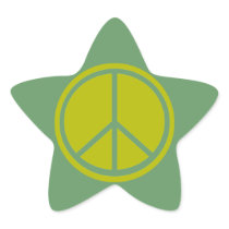 Classic Chartreuse Green Peace Sign Star Stickers
