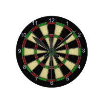 Classic Dart Board Design, Darts, Dart Games Round Wall Clock