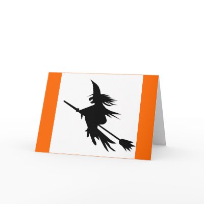 Classic Flying Witch Shadow Halloween Cards by angela65