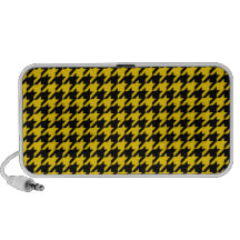 Classic Gold and Black Houndstooth Pattern Laptop Speakers