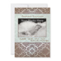 Classic green baby birth announcement invitations