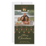 Classic green gold merry christmas photo card