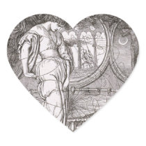 Classic Lady of Shalott Tangled in Webs Heart Sticker