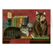 Classic Literary Cats Poe, Dickens Stoker Art Card