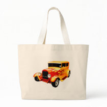 Classic Orange Car with Flames Canvas Bag