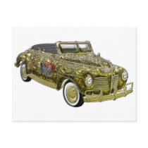 Classic Plymouth Custom Gold Convertible Post Card