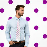 Classic Purple Polka Dot Pattern on White Tie