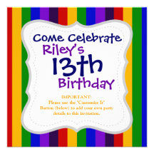 Classic Rainbow Vertical Stripes Colorful Gifts Invitation