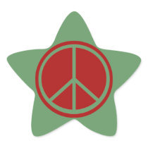 Classic Red Peace Sign Star Sticker
