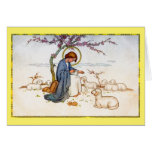 Classic religious Jesus with Lambs Easter Wishes Greeting Card