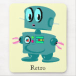 Classic retro green robot mouse pad