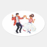 classic rock n roll jivers cartoon oval sticker