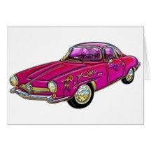 Classic Small Pink Sports Car Card