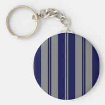 Classic Stripes in Grey & Dark Blue Key Chain