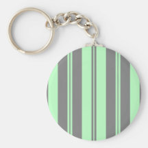 Classic Stripes in Grey & Sea Green Key Chains
