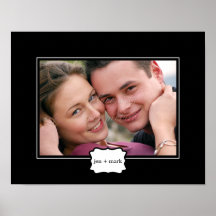 Classic Style Personalised Photo Mat - Black - Print