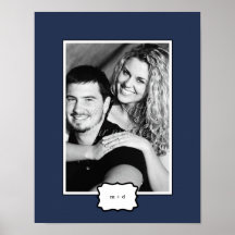 Classic Style Personalised Photo Mat - Navy - Poster