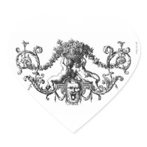 Classic Two Cherubs with Ivy and Flowers Sticker