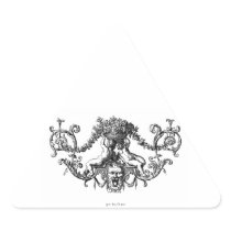 Classic Two Cherubs with Ivy and Flowers Triangle Stickers
