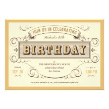 Classic Vintage Birthday Invitations