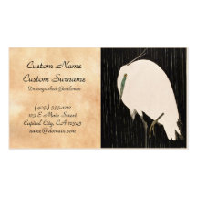 Classic vintage japanese ukiyo-e white crane art business card template