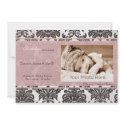 Classic vintage pink black birth announcement invitations