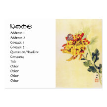 Classic vintage ukiyo-e chrysanthemum butterfly business card templates
