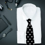 Classic White Polka Dot Pattern on Black Tie