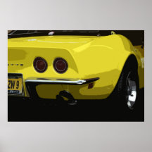 CLASSIC YELLOW SPORTSCAR POSTERS