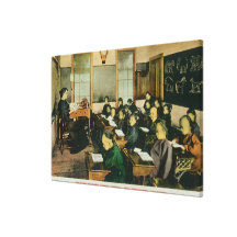 Classroom View of a Chinese Primary Public Stretched Canvas Print